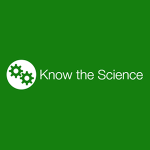 Two cogwheel icons alongside text that reads, Know the Science, all against a green background.
